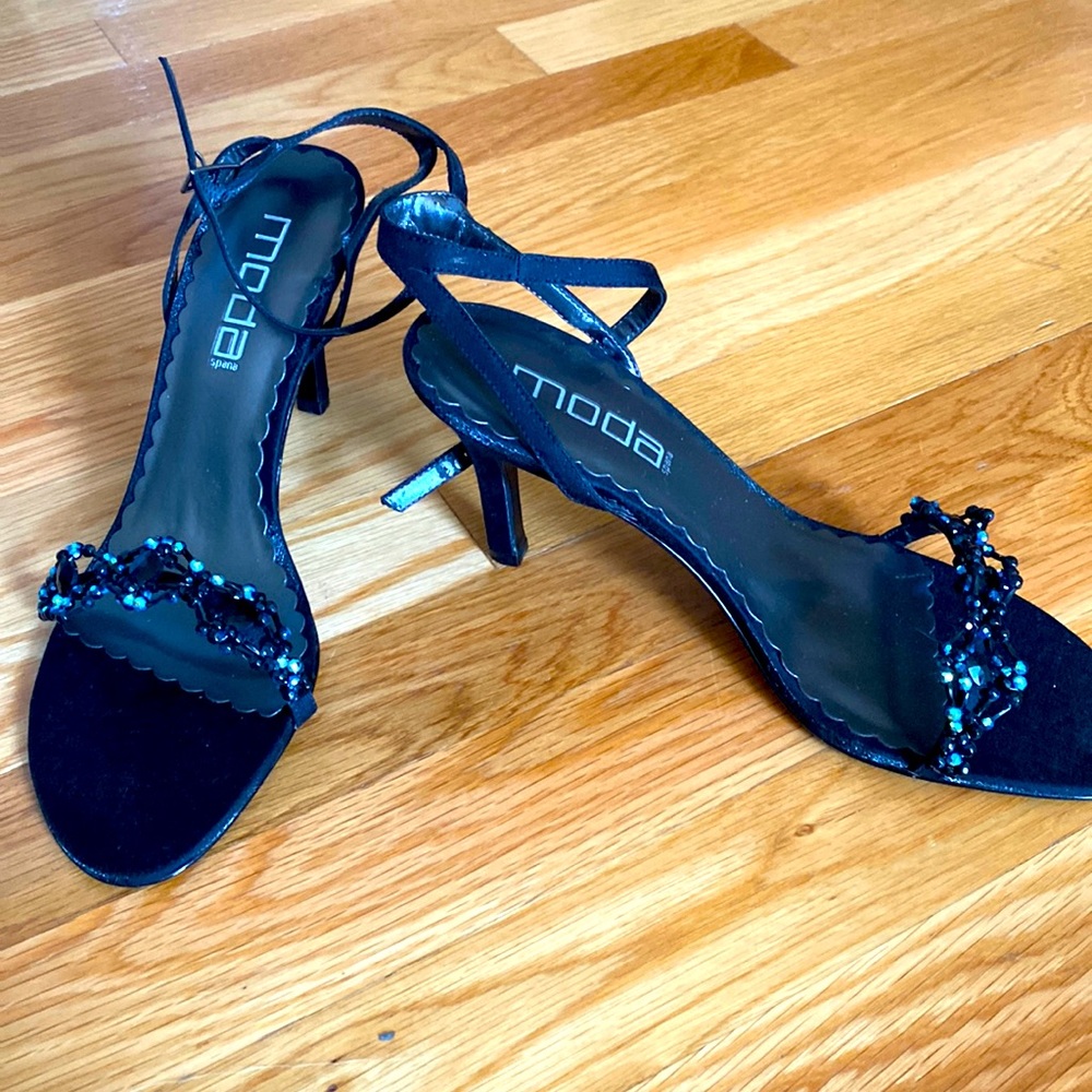 Beautiful beaded dress fabric sandals